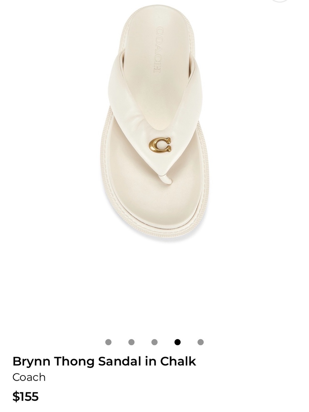Coach Brynn Thong Sandal in Chalk with Gold Hardware